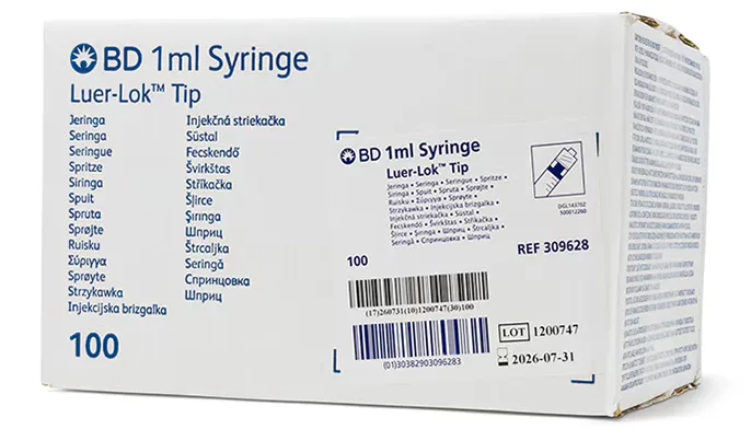 BD Luer-Lok 1 mL Syringe — 100 per box