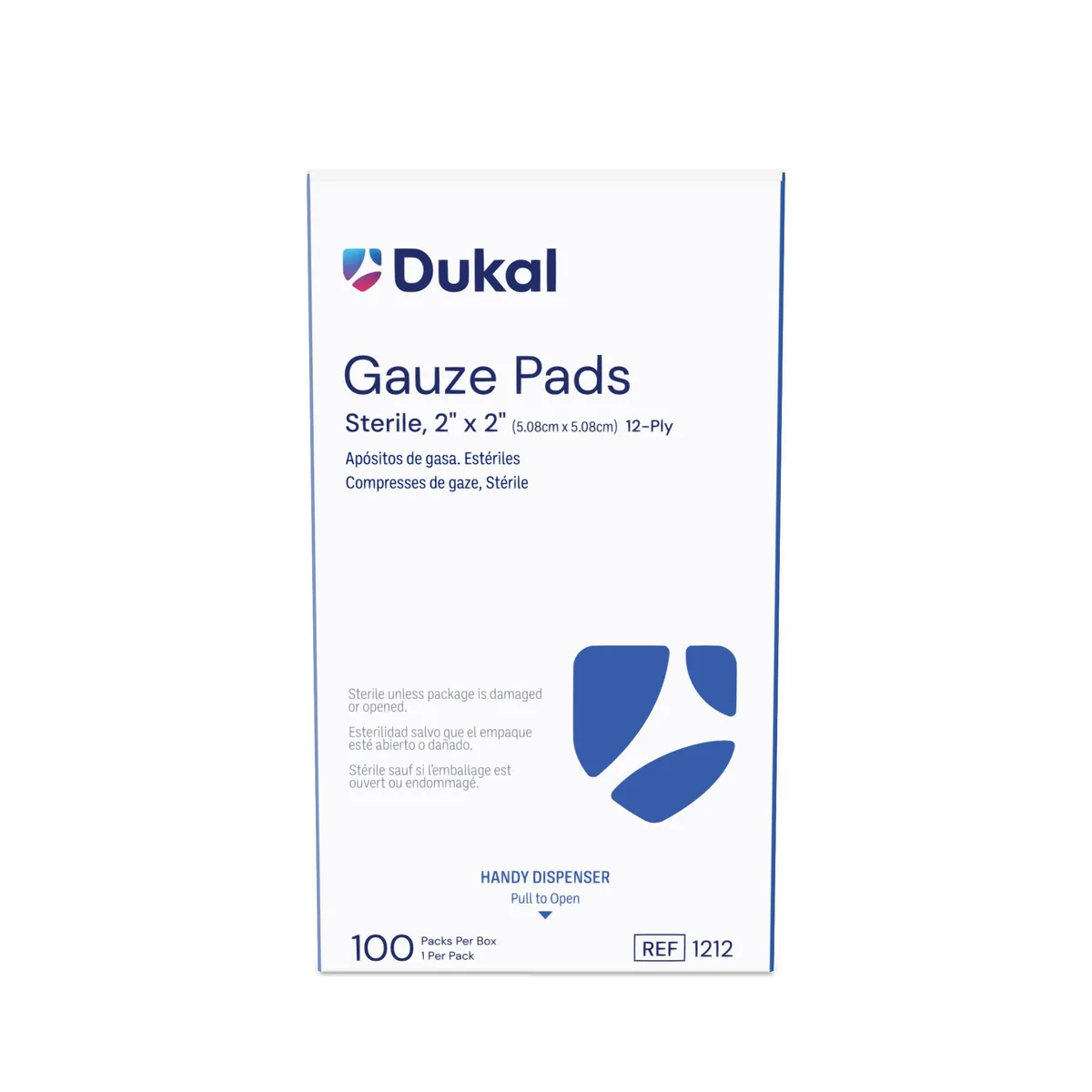 Dukal Sterile Woven Gauze Pads — 2 × 2 in, 12-ply, 100 per box